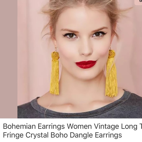 ⬇️ New 7" long bohemian tassels dangling earrings - Picture 5 of 5